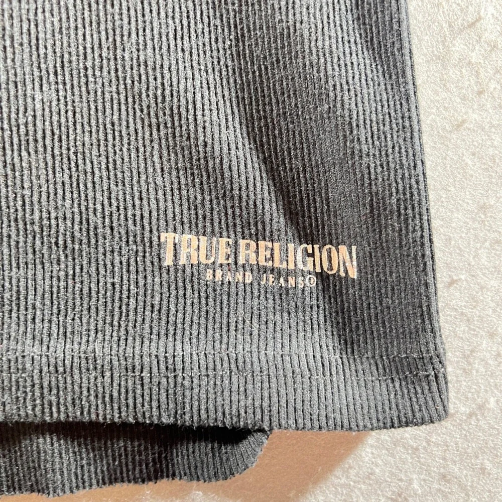 855‎ | True Religion Ribbed Racerback Logo Graphic Tank Top Black Mens 2XL